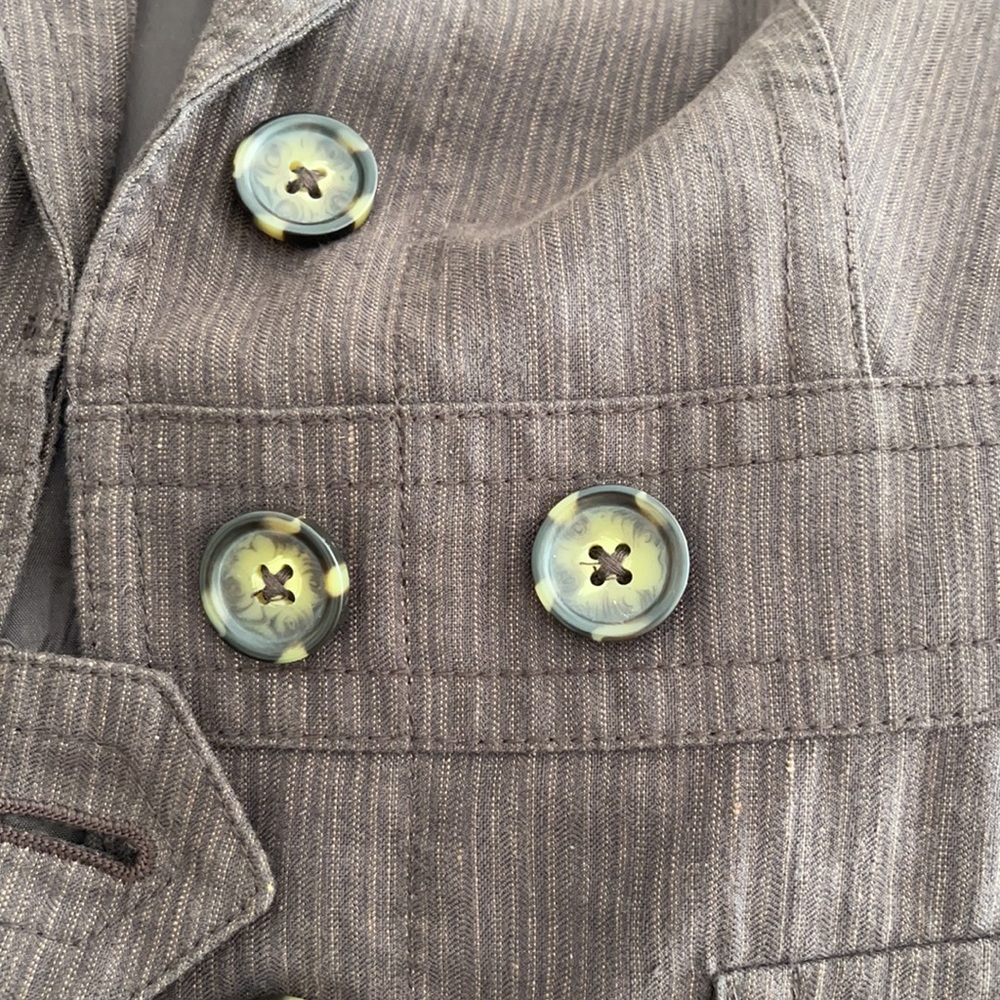 Banana Republic Linen Cotton Brown Pinstriped Blazer - Picture 7 of 9